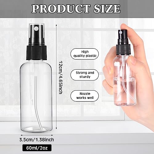 Black / 50 Pcs 2 oz Plastic Spray Bottles with Nozzle for Liquids