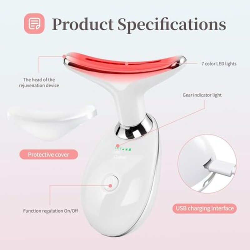 7-Color LED Electric Facial Massager, Heated Beauty Tool for Face and Neck, Relaxing Skincare Device for Home Use