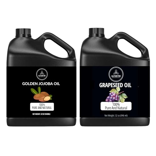 Naturevibe Botanicals Jojoba Oil 32oz and Grapeseed Oil 32oz | Oil Combo