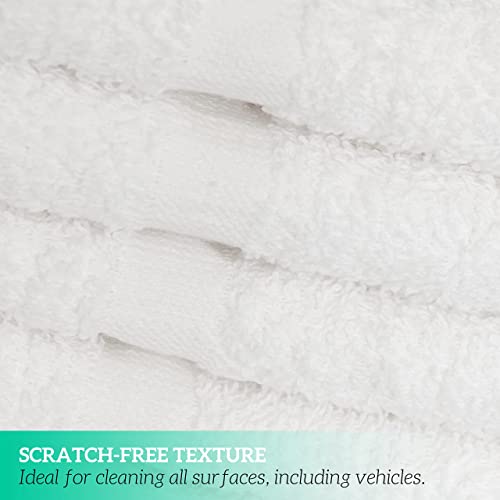 White Cotton Washcloths 12x12 Inches - 40 Pack Soft Absorbent Face & Body Towels, Bulk Bathroom Cloths
