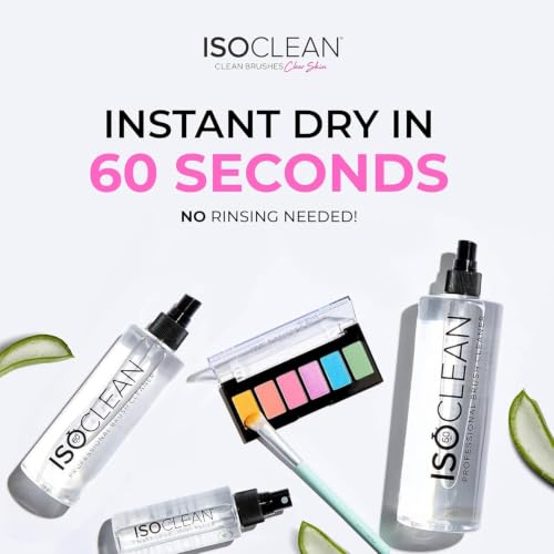 Isoclean Makeup Brush Cleaner Spray 9 fl oz - Fast Dry, No Rinse, Aloe Vera Formula