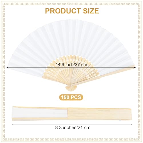 White Wedding Paper Fans Set of 100 with Storage Basket - Portable & DIY Friendly