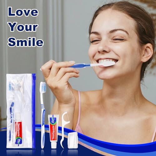 SLequipo Disposable Travel Toothbrush Kit with Toothpaste & Floss Picks (100 pcs)