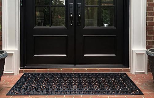 Large Heavy Duty Rubber Doormat - 30x60 Inch Non-Slip Mud Trapper for Outside Entryway, Patio, Garage, Black
