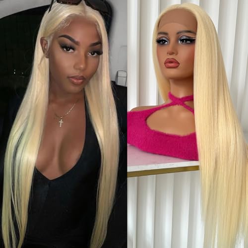 Blonde Lace Front Wig Long Straight Synthetic Hair for Daily & Cosplay - Aubree 613