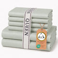 Egyptian Cotton Queen Sheets Set - Sage, 6-Piece Luxury Bedding
