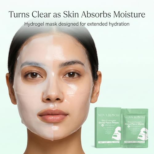Nova Bloom Bio-Collagen Deep Overnight Mask ? Hydrating Hydrogel Face Mask for Korean Glass Skin Glow ? Low Molecular Collagen, Niacinamide & Hyaluronic Acid ? Pore Refining & Anti-Aging (Pack of 15)
