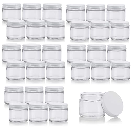 30 Pack 2oz Clear Glass Jars with Lids - BPA-Free Food & Cosmetic Storage