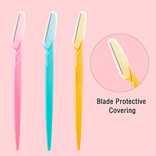 Boao 60 Pieces Eyebrow Razor Shaver Dermaplaning Tool Hair Shavers for Women and Man Face Microblades Shaper Trimmer with Precision Cover Skincare Party Favors