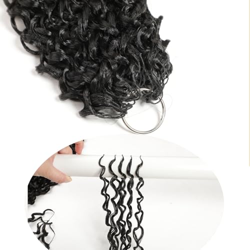 Burmese Curly Feather Crochet Hair Extensions 16 Inch 90 Strands Black - Natural Black, Pre-Separated, Lightweight Synthetic Hair