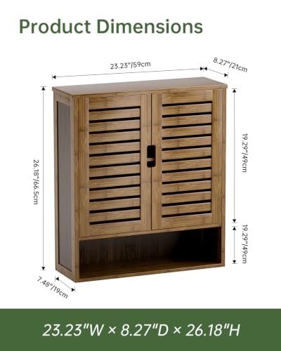 SMIBUY Walnut Wall-Mounted Bathroom Cabinet Over-The-Toilet Storage Organizer