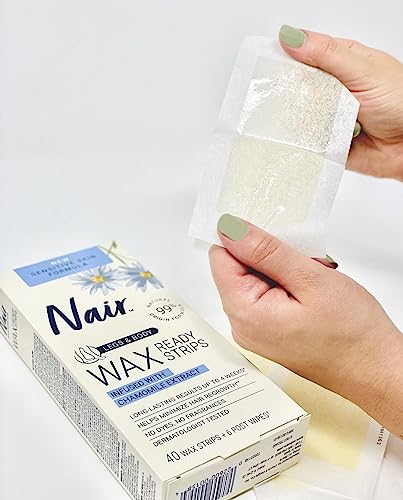 Nair Hair Remover Wax Ready Strips 3-Pack - 120 Count for Legs & Body, No Mess Hair Removal Kit