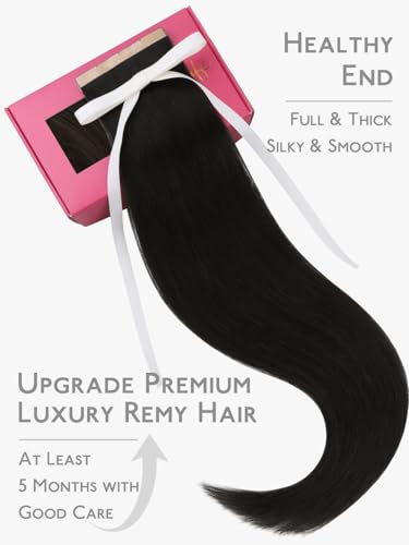 Remy Human Hair Tape-In Extensions 8cm Jet Black 50g 10pcs - 14-24 Inch