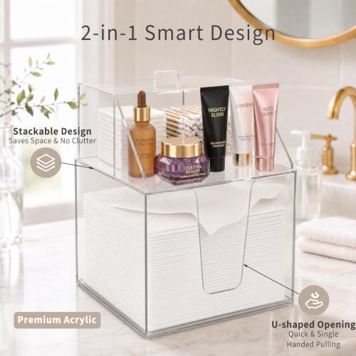 2-in-1 Disposable Facial Towel Holder & Bathroom Vanity Organizer