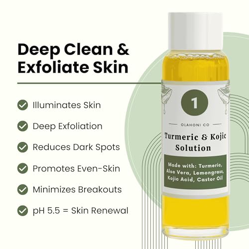 Turmeric and Kojic Acid Infused Exfoliating Pads for Uneven Skin - 100% Natural - Deep Clean, Exfoliate Pores, Smooth Skin, Face & Body, Licorice Root Infused - Travel Friendly - Made in USA (30 Pads)
