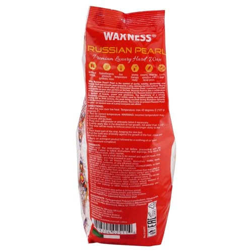 Waxness Russian Pearl Hard Wax Beads 4.4 lb (2 kg) ? Rosin-Free Stripless Hard Wax with Creamy Texture and Skin Visibility, Professional Use ? Made in Italy