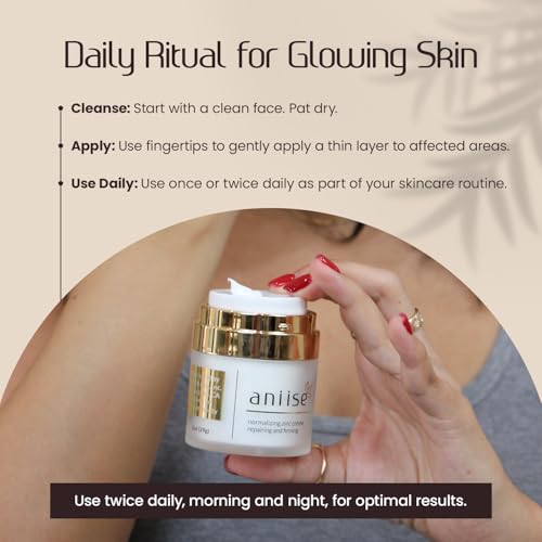 Aniise Normalizing Zinc Face Cream ? Oil Control & Acne Support ? Hydrating & Firming Skin Care with Zinc Oxide, Aloe Vera, Shea Butter & Avocado Oil ? Vegan, Cruelty-Free ? 1 oz
