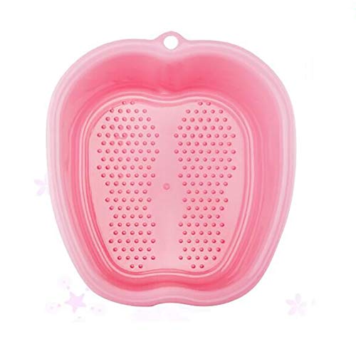 Pink Plastic Foot Basin Bath Spa Tub with Convex Dots for Pedicure and Foot Massage