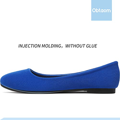Obtaom Women's Black Ballet Flats Slip-On Dress Shoes, Round Toe, Size 9 Blue Variant