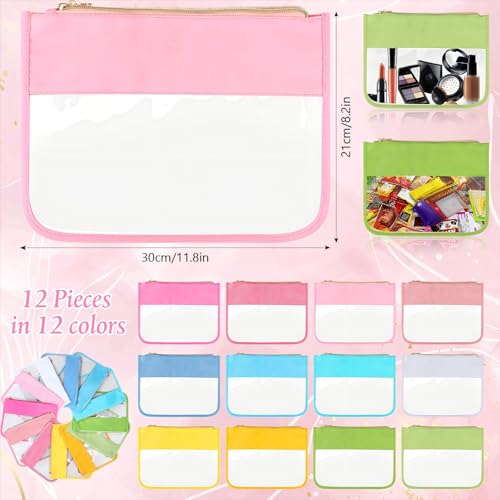 12-Piece Clear Travel Makeup Bags Waterproof Nylon Cosmetic Pouches for Women Girls