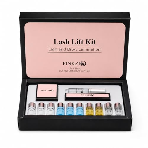 PinkZio Professional Lash Lift Kit for Semi-Permanent Eyelash Curling - Includes Silicone Pads, Suitable for Salon & Home Use - Pink