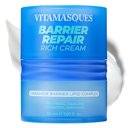 Vitamasques Barrier Cream Hydrating Moisturizer for Face ? Korean Skin Barrier Repair Cream with Ceramides & Panthenol, Nourishing Korean Skincare for Smooth & Healthy Complexion, 1.69 fl oz