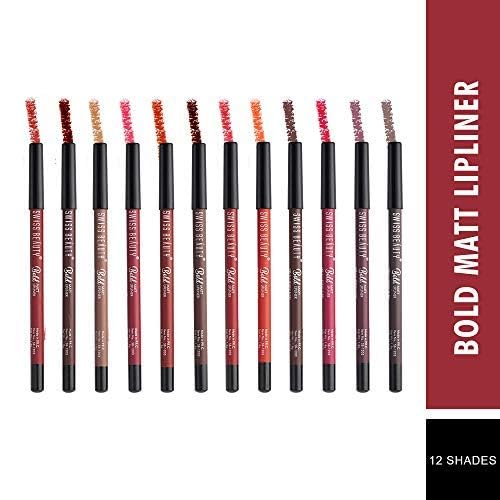 Waterproof Matte Lip Liner Set - 12 Multi Color Creamy Long-Lasting Pencils