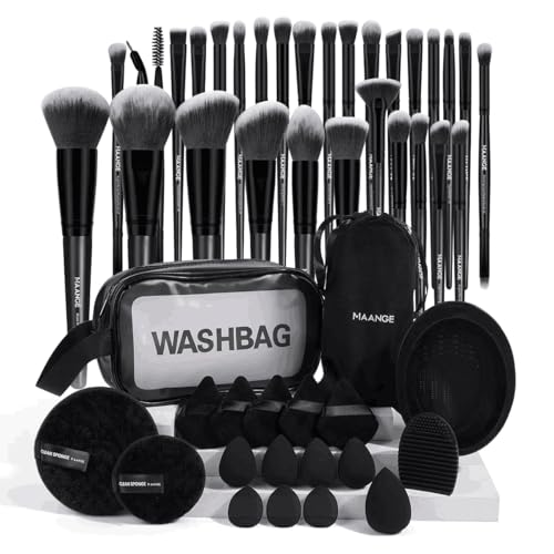Makeup Brushes Set 49 Pcs - Multi-functional Cosmetic Tool Kit with Travel Bag - Black, 49 Pieces