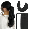 Natural Black 16 Inch Human Hair Ponytail Extension - Clip-In & Wrap Around US