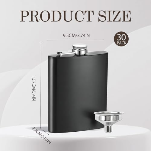 30 Pcs Stainless Steel Liquor Flasks Set with Funnels Leak Proof Black
