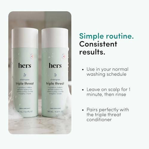 hers Triple Threat Shampoo with Biotin & Napa Rose Scent - 2 Pack, 6.4 Fl Oz