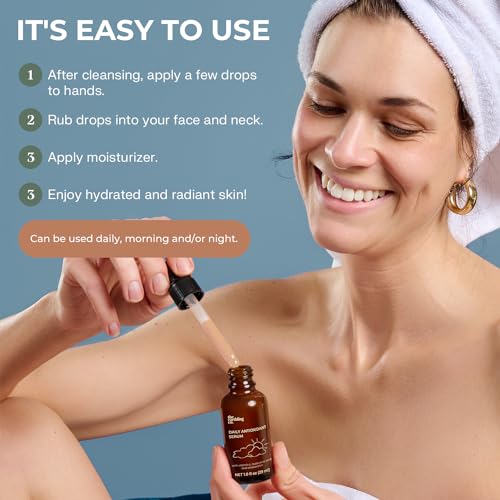 Vitamin C & Hyaluronic Acid Face Serum - Brightening, Hydrating Skin Care for Sensitive Skin - 1 fl oz