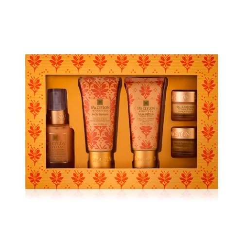 SPA CEYLON SAL & SAFFRON - VITAMIN E ENRICHED - SKIN CARE SET | Sal and Saffron | Vitamin E Enriched | Skin Care Set for a Complete Beauty Ritual | Body Care set