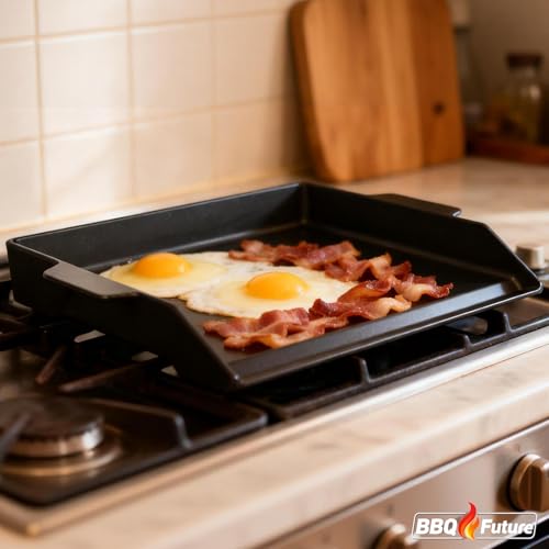 18.6 x 14 Inch Cast Iron Gas Grill Griddle with Spatula Set - Universal Flat Top