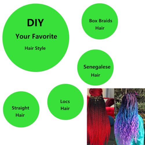 Pre-Stretched Braiding Hair Extensions 28 Inch Ombre Black to Dark Blue - Pack of 6