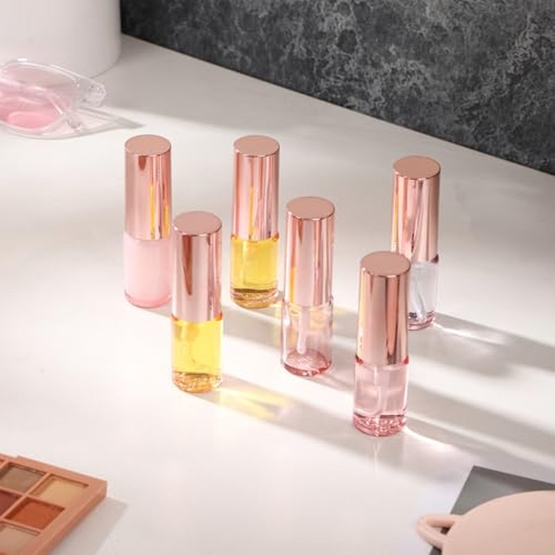 24 pack 10ml Pink Glass Spray Bottles Refillable Empty Perfume Pump Sprayer Mini Fine Mist Atomizer with Rose Gold Lid for Body Essential Oils