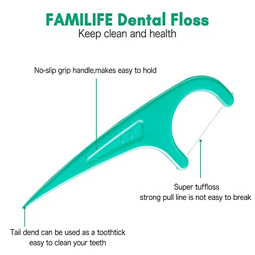 FAMILIFE Mint Dental Floss Picks 420 Count with Travel Cases – Easy to Carry