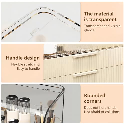 Large Capacity Makeup Organizer with Drawers & Storage Box for Cosmetics Jewelry Perfume