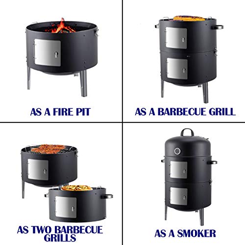 Realcook 17 Inch Steel Charcoal Smoker - Classic Vertical BBQ Grill
