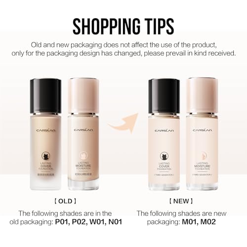 CARSLAN Full Coverage Matte Foundation N01 - 1.05 Oz for Oily Skin, 24H Wear