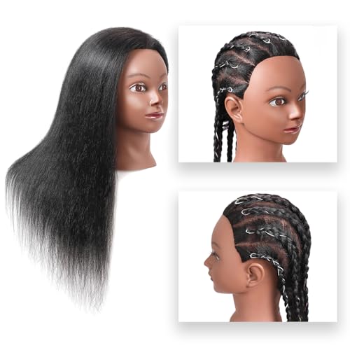 16-Inch Real Hair Mannequin Head for Hairdressing Training & Styling, Black