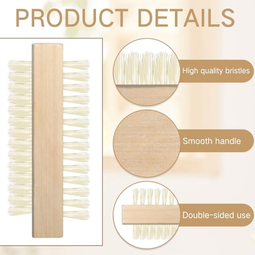 24 Pack Wooden Two-Sided Nail Brush for Deep Cleaning - Fingernails & Feet