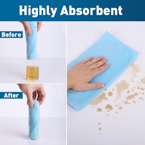 Microfiber Towels Bulk Set - 400 Pack, 12x12 Inches, 5 Colors, Reusable Cleaning Cloths
