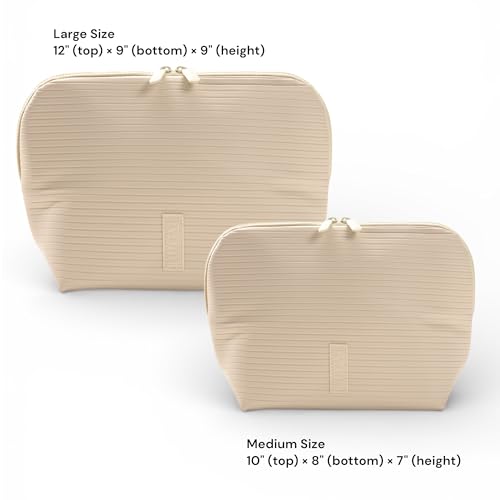 THE VERTI-Vertical Waterproof Makeup & Toiletry Bag | 23-Pocket Organizer with Upright, Fold-Down Design for Skincare, Toiletries & Essentials (Shell)