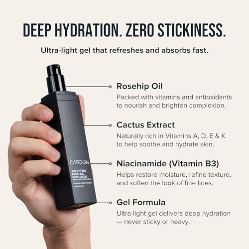 Cardon Anti-Aging Face Moisturizer for Men 1.7 fl oz Hydro Boost Gel with Cactus Extract