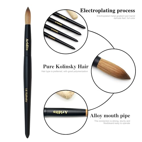 Acrylic Nail Art Brush Set with 6 Sizes - Black Wooden Handles, Size 18# - Black / 18#