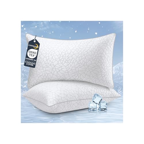 COZSINOOR Queen Size Down Alternative Cooling Pillows Set of 2 - Soft, Fluffy, Breathable Hotel Quality Bed Pillows