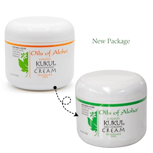 Oils of Aloha Kukui Moisturizing Cream 4 oz - Fragrance Free, Hypoallergenic, for Dry Skin & Eczema - Pack of 1