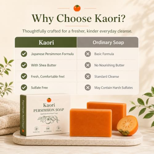 Kaori Persimmon Soap - Gentle Deep Cleansing Natural Deodorant Bar for Men & Women - Variation 2