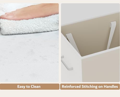 Heeytilly 120L Double Pull-Out Laundry Hamper Cabinet with Removable Bags, White, 23.6"L x 13"W x 29.5"H